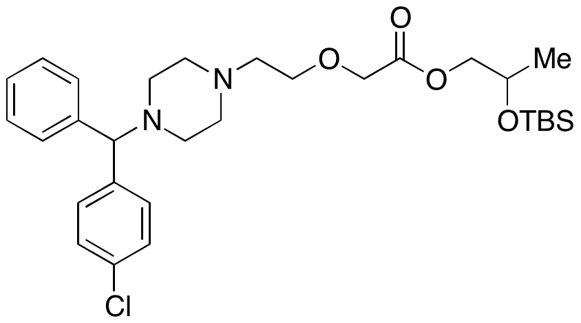 2-((tert-Butyldimethylsilyl)oxy)propyl 2-(2-(4-((4-chlorophenyl)(phenyl)methyl)piperazin-1-yl)ethoxy)acetate - Chemical structure and product image