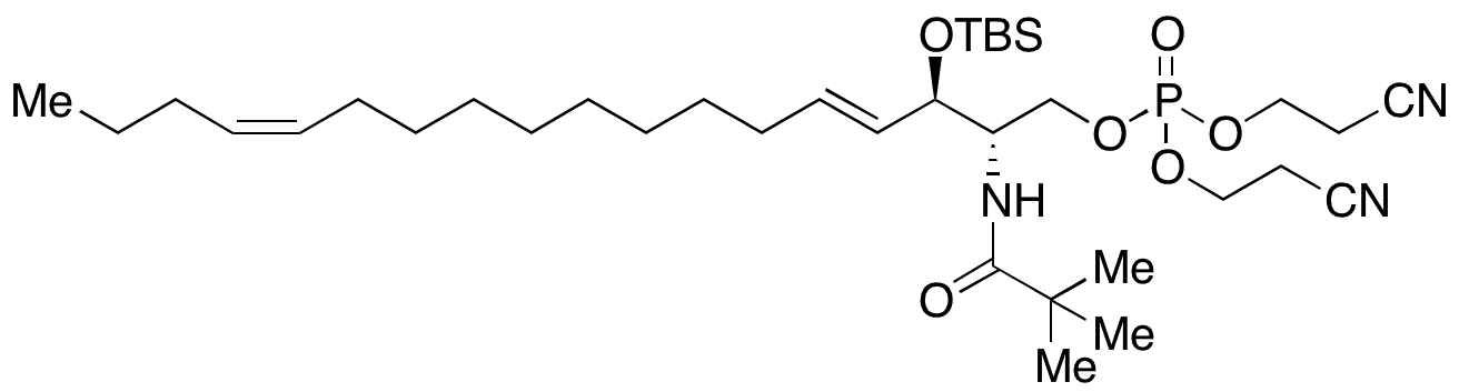 (4E,14Z)-3-((tert-Butyldimethylsilyl)oxy)-2-pivalamido-Sphingadienine-C18-1-phosphate Bis(2-cyanoethyl) Ether - Chemical structure and product image