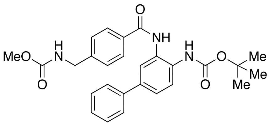 N-[[4-[[[4-[[tert-Butyloxycarbonyl]amino][1,1â€™-biphenyl]-3-yl]amino]carbonyl]phenyl]methyl]carbamic Acid Methyl Ester - Chemical structure and product image