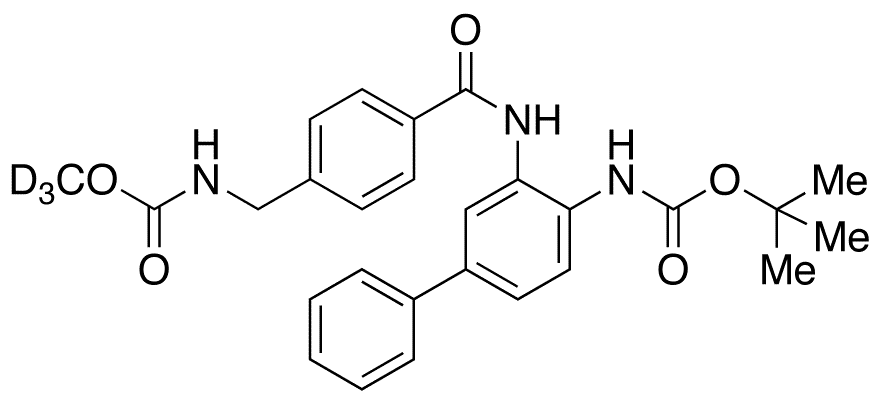 N-[[4-[[[4-[[tert-Butyloxycarbonyl]amino][1,1-biphenyl]-3-yl]amino]carbonyl]phenyl]methyl]carbamic Acid Methyl Ester-d3 - Chemical structure and product image
