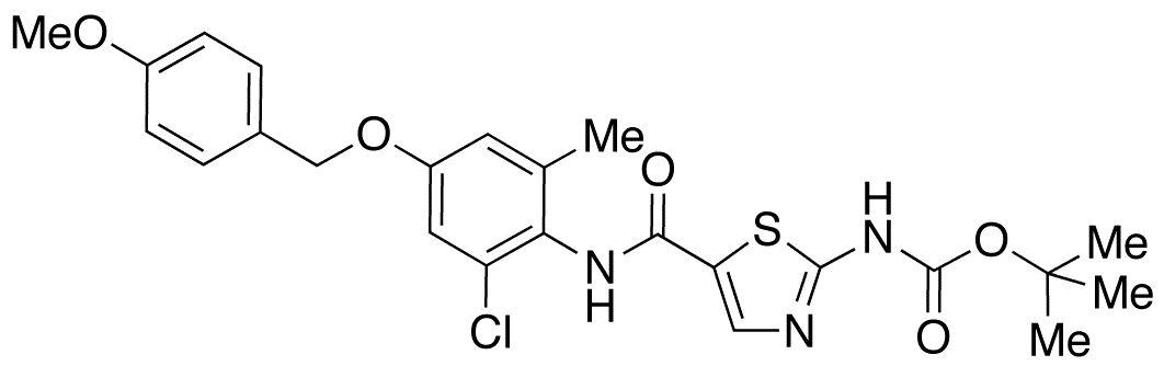 2-(tert-Butyloxycarbonyl)amino-N-[4-((4-methoxyphenyl)methoxy)-2-chloro-6-methylphenyl]-5-thiazolecarboxamide - Chemical structure and product image