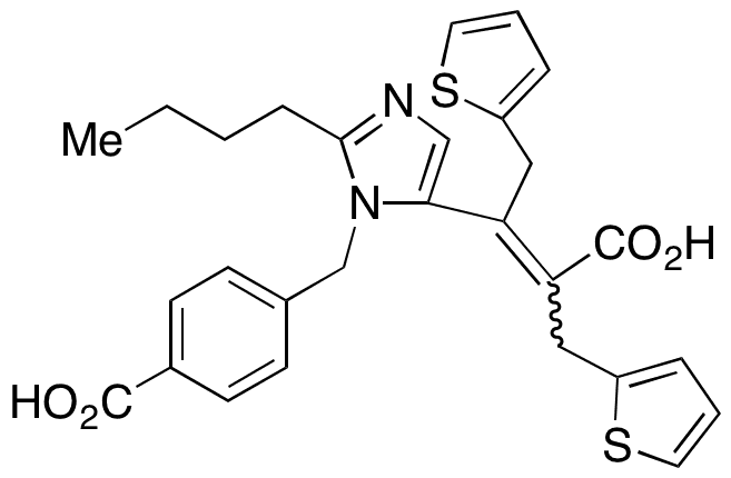 4-((2-Butyl-5-(3-carboxy-1,4-di(thiophen-2-yl)but-2-en-2-yl)-1H-imidazol-1-yl)methyl)benzoic Acid - Chemical structure and product image