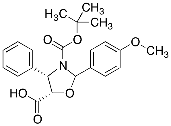 (4S,5S)-3-tert-Butoxycarbonyl-2-(4-anisyl)-4-phenyl-5-oxazolidinecarboxylic Acid - Chemical structure and product image