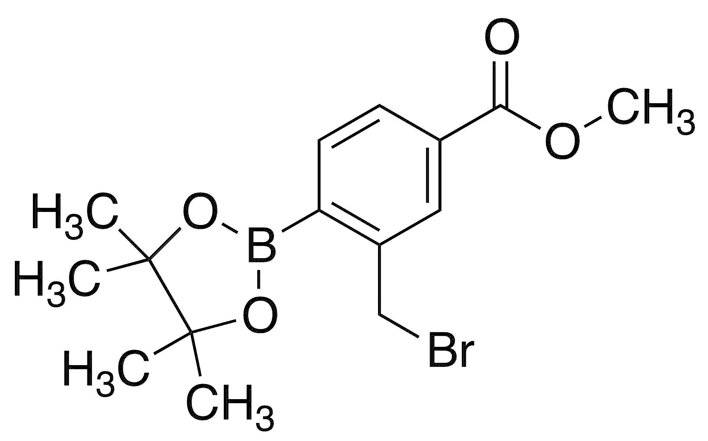 2-Bromomethyl-4-methoxycarbonylphenylboronic acid, pinacol ester - Chemical structure and product image