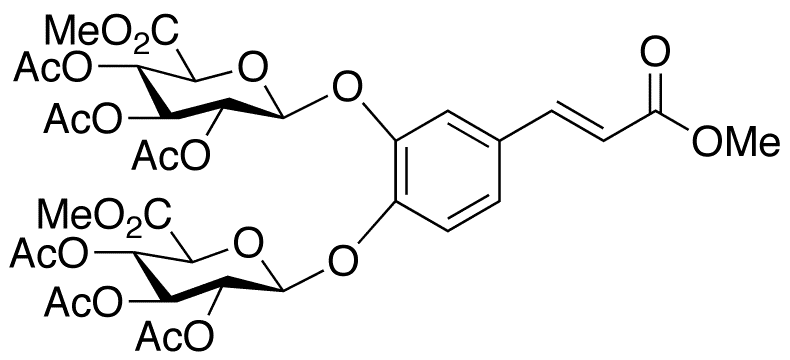 Caffeic Acid Methyl Ester 3,4-Di-O-(tri-O-acetyl-beta-D-glucuronic Acid Methyl Ester) - Chemical structure and product image