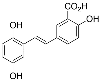 trans-1-(3’-Carboxy-4’-hydroxyphenyl)-2-(2,5-dihydroxyphenyl)ethene - Chemical structure and product image