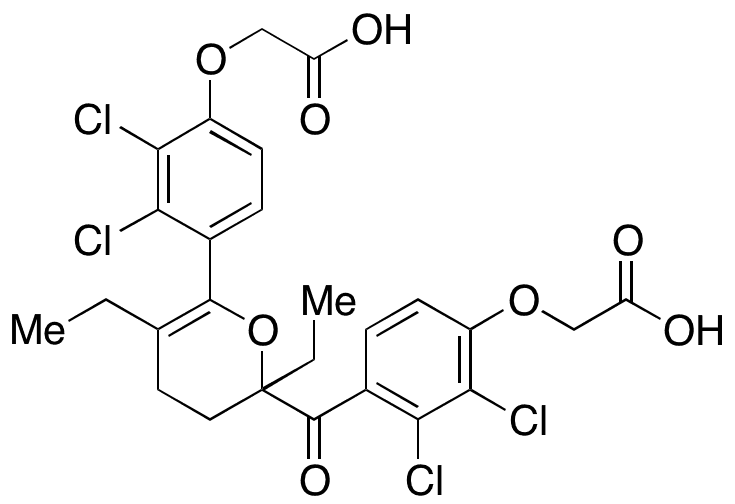 2-(4-(2-(4-(Carboxymethoxy)-2,3-dichlorobenzoyl)-2,5-diethyl-3,4-dihydro-2H-pyran-6-yl)-2,3-dichlorophenoxy)acetic Acid - Chemical structure and product image