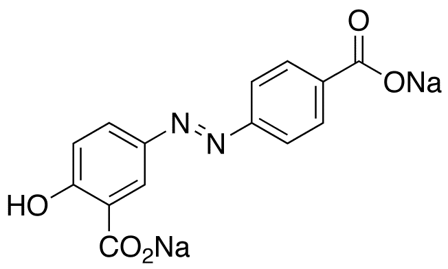 (E)-5-[(p-Carboxyphenyl)azo]-2-salicylic Acid Disodium Salt - Chemical structure and product image