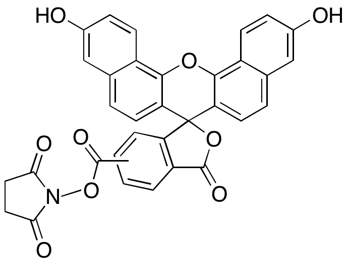5-(6)-Carboxynaphthofluoroscein N-Succinimidyl Ester - Chemical structure and product image