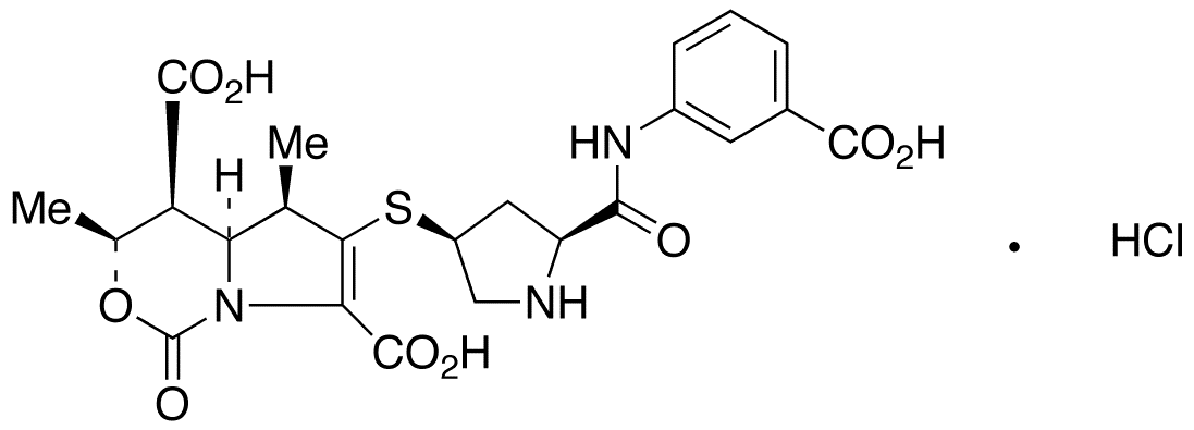(3S,4S,4aS,5R)-6-[[(3S,5S)-5-[[(3-Carboxyphenyl)amino]carbonyl]-3-pyrrolidinyl]thio]-3,4,4a,5-tetrahydro-3,5-dimethyl-1-oxo-1H-pyrrolo[1,2-c][1,3]oxazine-4,7-dicarboxylic Acid Hydrochloride (~50%) - Chemical structure and product image