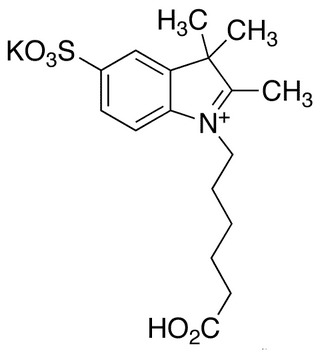 1-Carboxypentyl-2,3,3-trimethylindolenium-5-sulfonate, Potassium Salt (technical grade) - Chemical structure and product image