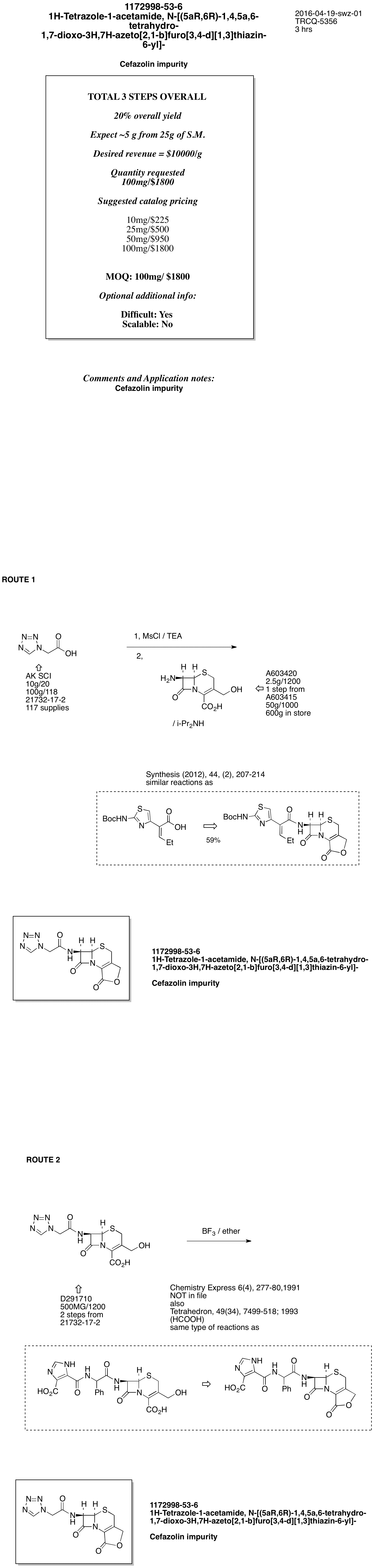 Cefazolin Lactone - Chemical structure and product image