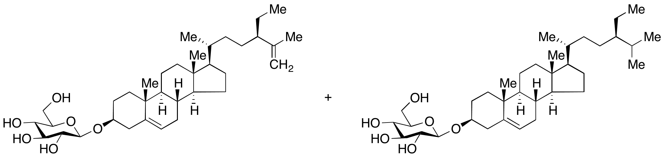 Charantin (1:1 mixture of 25,26-Dehydro Beta-Sitosterol Beta-D-Glucoside and Beta-Sitosterol Beta-D-Glucoside) - Chemical structure and product image
