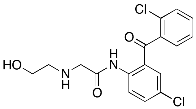 N-â€‹[4-â€‹Chloro-â€‹2-â€‹(2-â€‹chlorobenzoyl)â€‹phenyl]â€‹-â€‹2-â€‹[(2-â€‹hydroxyethyl)â€‹amino]â€‹acetamide - Chemical structure and product image
