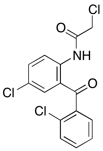 2-â€‹Chloro-â€‹N-â€‹[4-â€‹chloro-â€‹2-â€‹(2-â€‹chlorobenzoyl)â€‹phenyl]â€‹acetamide - Chemical structure and product image