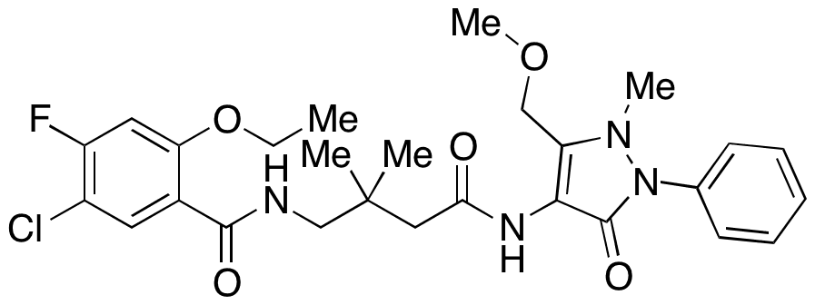 5-Chloro-N-[4-[[2,3-dihydro-5-(methoxymethyl)-1-methyl-3-oxo-2-phenyl-1H-pyrazol-4-yl]amino]-2,2-dimethyl-4-oxobutyl]-2-ethoxy-4-fluoro-benzamide - Chemical structure and product image