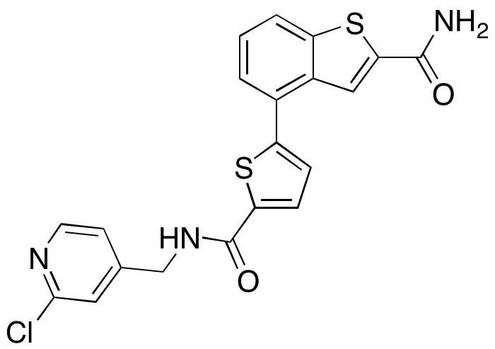 4-[5-[[[(2-Chloro-4-pyridinyl)methyl]amino]carbonyl]-2-thienyl]benzo[b]thiophene-2-carboxamide - Chemical structure and product image