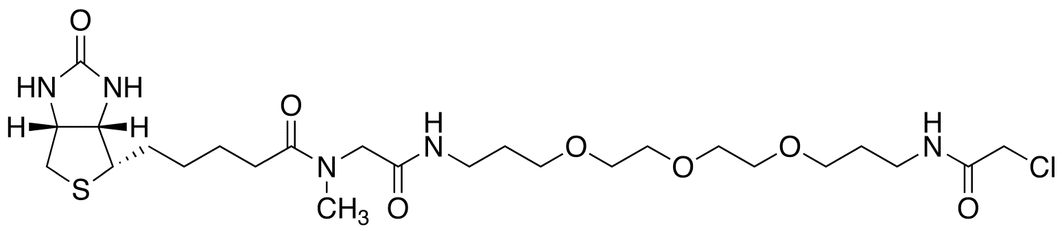 Nâ€™-(13-Chloroacetamido-4,7,10-trioxatridecanyl)-N-methyl-N-biotinylglycinamide - Chemical structure and product image