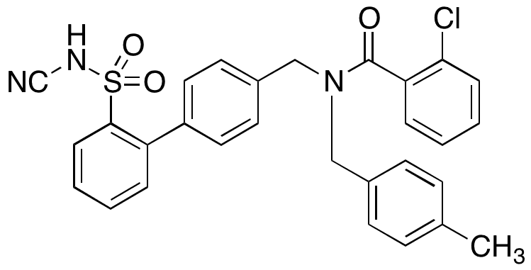 2-Chloro-N-[[2’-[(cyanoamino)sulfonyl][1,1’-biphenyl]-4-yl]methyl]-N-[(4-methylphenyl)methyl]benzamide - Chemical structure and product image