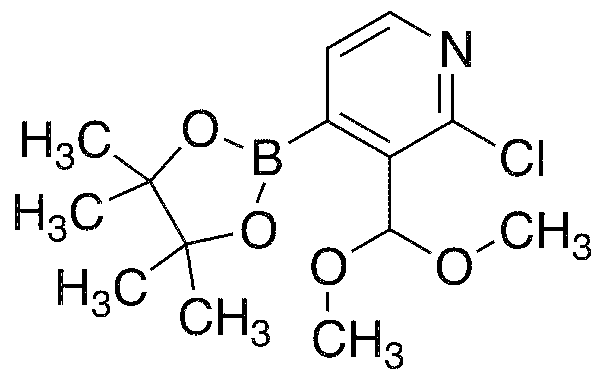 2-Chloro-3-(dimethoxymethyl)-4-(4,4,5,5-tetramethyl-1,3,2-dioxaborolan-2-yl)pyridine - Chemical structure and product image