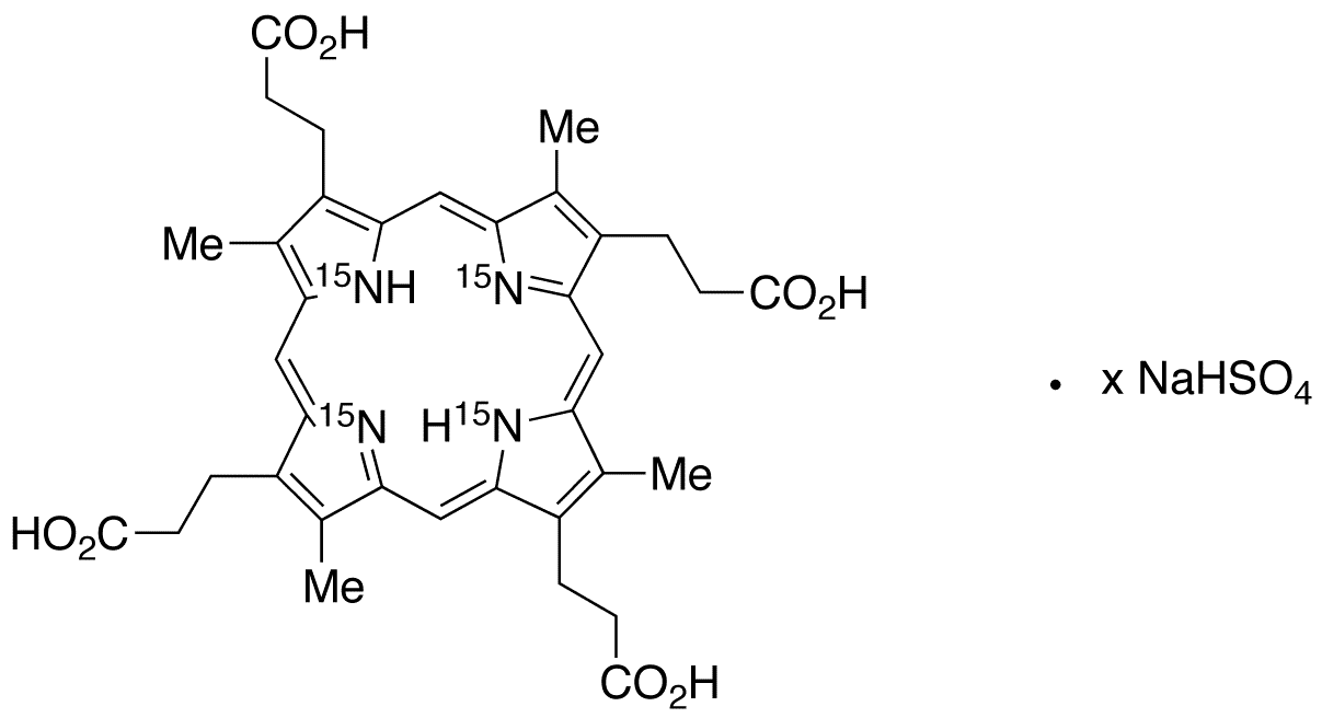 Coproporphyrin I-15N4 Sodium BIsulfate Salt (>80%, contains up to 15% Coproporphryin III) - Chemical structure and product image