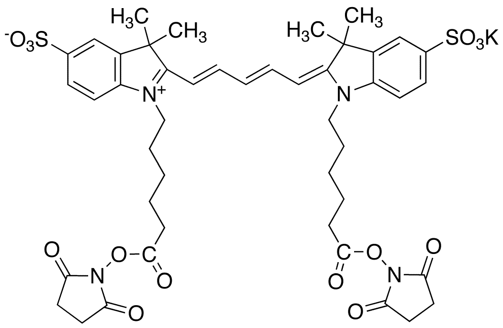 Cyanine 5 Bihexanoic Acid Dye, Succinimidyl Ester, Potassium Salt - Chemical structure and product image