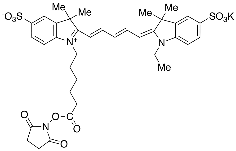 Cyanine 5 Monofunctional Hexanoic Acid Dye, Succinimidyl Ester, Potassium Salt - Chemical structure and product image