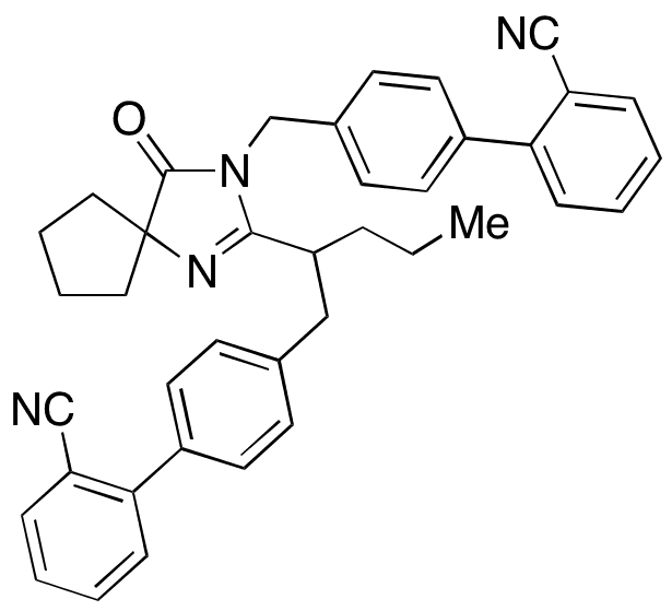4â€™-(2-(3-((2â€™-Cyano-[1,1â€™-biphenyl]-4-yl)methyl)-4-oxo-1,3-diazaspiro[4.4]non-1-en-2-yl)pentyl)-[1,1â€™-biphenyl]-2-carbonitrile - Chemical structure and product image