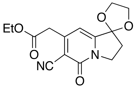 6-Cyano-2,3-dihydro-5-oxo-spiro[1,3-dioxolane-2,1â€™(5â€™H)-indolizine]-7-acetic Acid Ethyl Ester - Chemical structure and product image