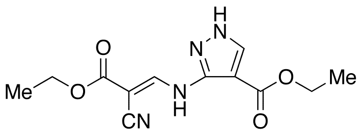 (E)-3-[(2-Cyano-3-ethoxy-3-oxo-1-propenyl)amino]-1H-pyrazole-4-carboxylic Acid Ethyl Ester - Chemical structure and product image