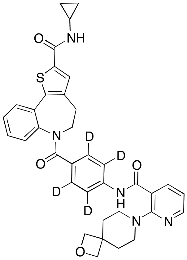 N-Cyclopropyl-5,6-dihydro-6-[4-[[[2-(2-oxa-7-azaspiro[3.5]non-7-yl)-3-pyridinyl]carbonyl]amino]benzoyl]-4H-thieno[3,2-d][1]benzazepine-2-carboxamide-d4 - Chemical structure and product image
