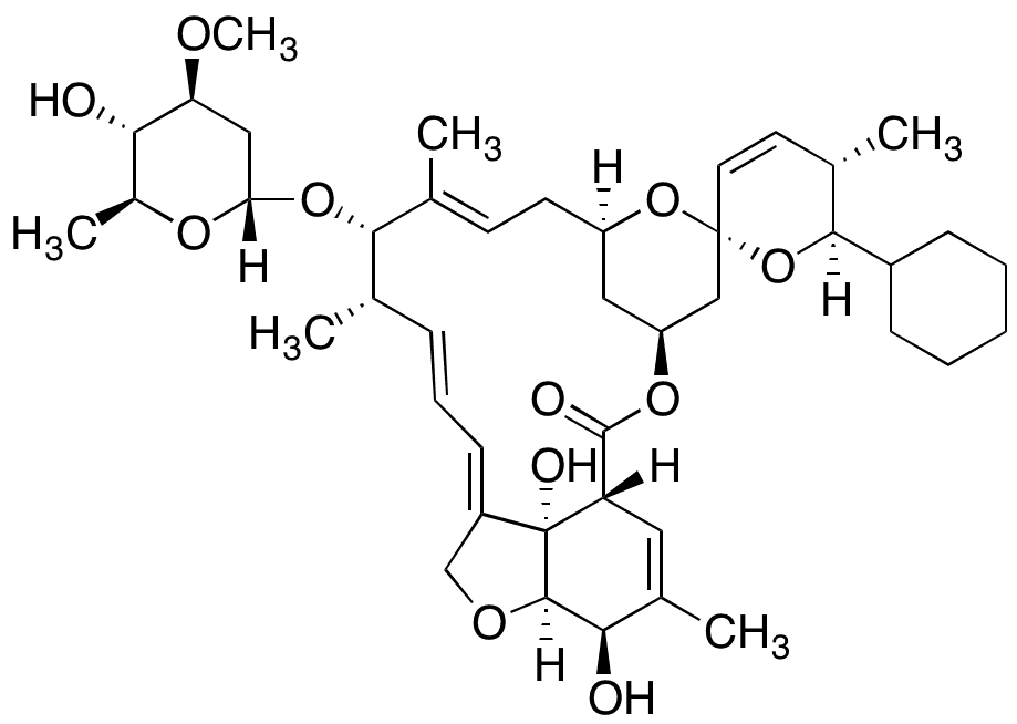 25-â€‹Cyclohexyl-â€‹4â€™-â€‹O-â€‹de(2,â€‹6-â€‹dideoxy-â€‹3-â€‹O-â€‹methyl-â€‹Î±-â€‹L-â€‹arabino-â€‹hexopyranosyl)â€‹-â€‹5-â€‹O-â€‹demethyl-â€‹25-â€‹de(1-â€‹methylpropyl)â€‹-Avermectin A1a - Chemical structure and product image