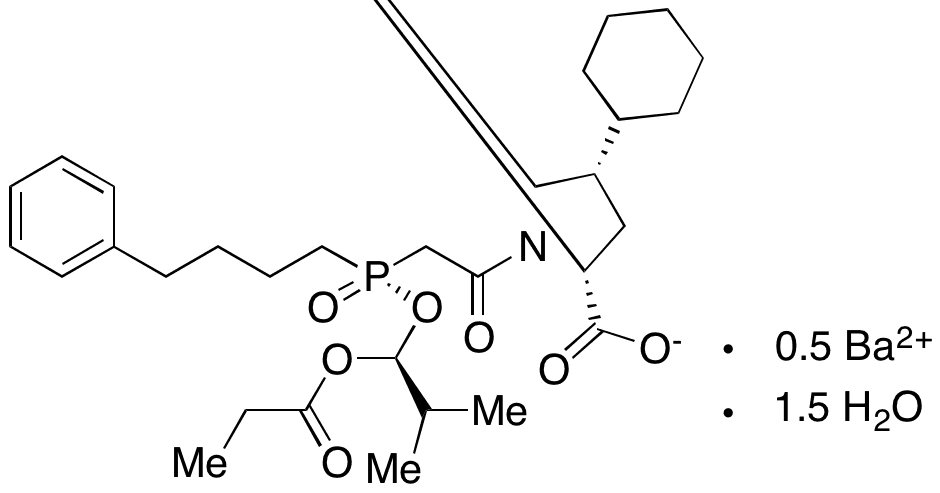 ((4S)-4-Cyclohexyl-1-[(R)-[(S)-1-hydroxy-2-methylpropoxy](4-phenylbutyl)phosphinyl]acetyl-D-proline Propionate (Ester) Hemibarium Salt Sesquihydrate) - Chemical structure and product image