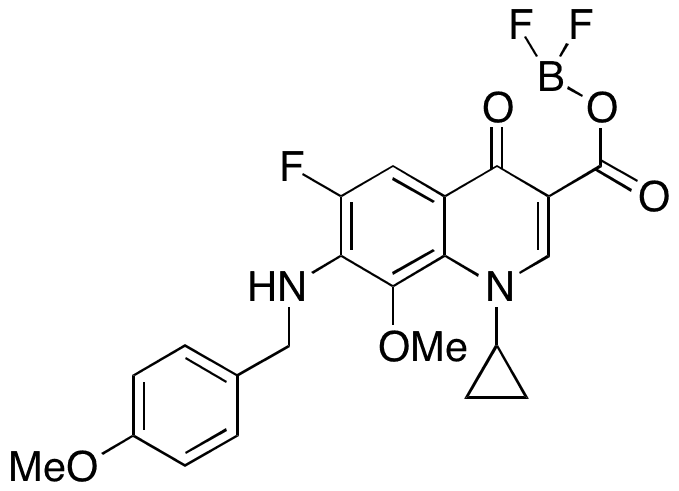 1-Cyclopropyl-3-(((difluoroboryl)oxy)carbonyl)-6-fluoro-8-methoxy-7-((4-methoxybenzyl)amino)quinolin-4(1H)-one - Chemical structure and product image