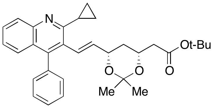 2-((4R,6S)-6-((E)-2-(2-Cyclopropyl-4-phenylquinolin-3-yl)vinyl)-2,2-dimethyl-1,3-dioxan-4-yl)acetic Acid tert-Butyl Ester - Chemical structure and product image