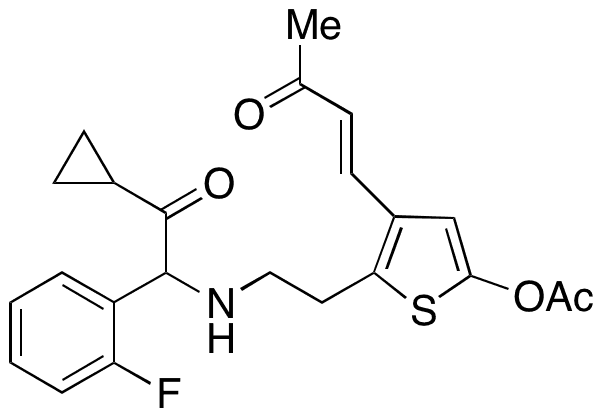 (E)-5-(2-((2-Cyclopropyl-1-(2-fluorophenyl)-2-oxoethyl)amino)ethyl)-4-(3-oxobut-1-en-1-yl)thiophen-2-yl Acetate - Chemical structure and product image