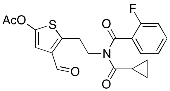5-(2-(N-(Cyclopropanecarbonyl)-2-fluorobenzamido)ethyl)-4-formylthiophen-2-yl Acetate - Chemical structure and product image