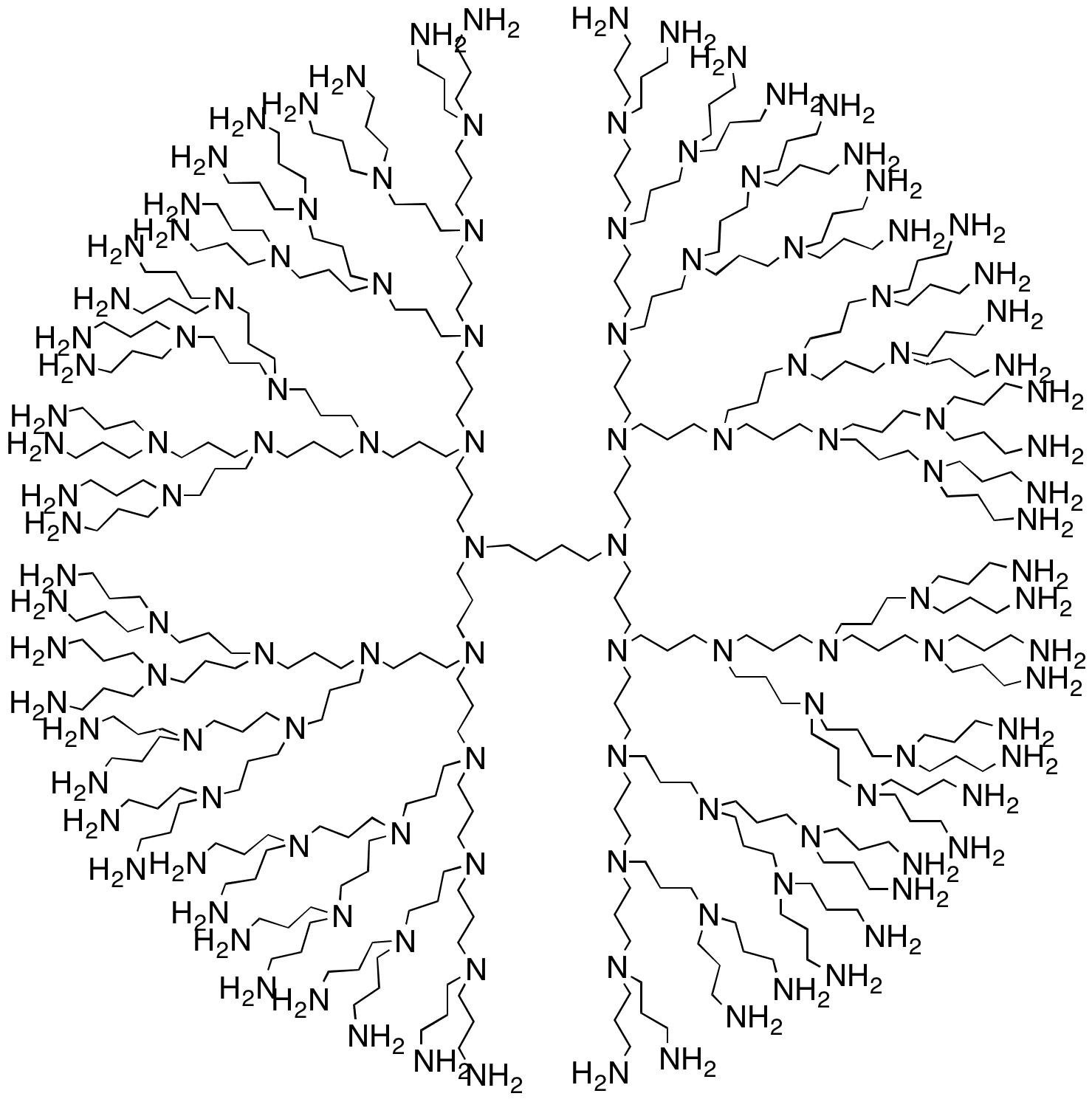 DAB-Am-64, Polypropylenimine tetrahexacontaamine Dendrimer, Generation 5.0 - Chemical structure and product image