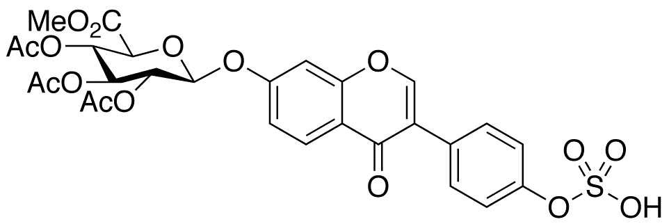 Daidzein 7-Tri-O-acetyl-beta-D-glucuronic Acid Methyl Ester 4â€™-Sulfate - Chemical structure and product image