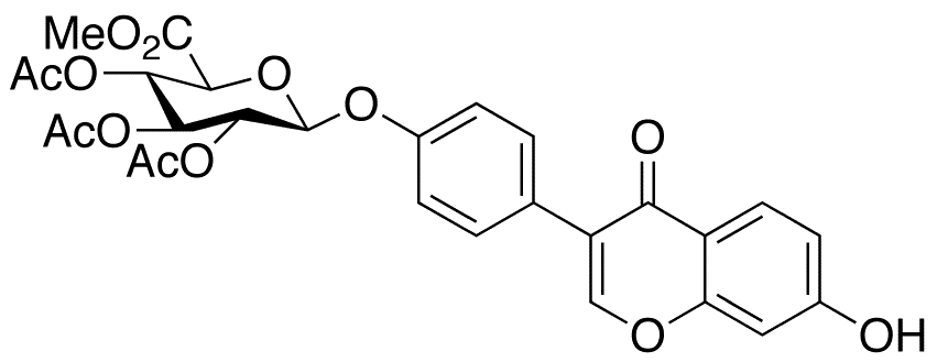 Daidzein 4â€™-Tri-O-acetyl-beta-D-glucuronic Acid Methyl Ester - Chemical structure and product image