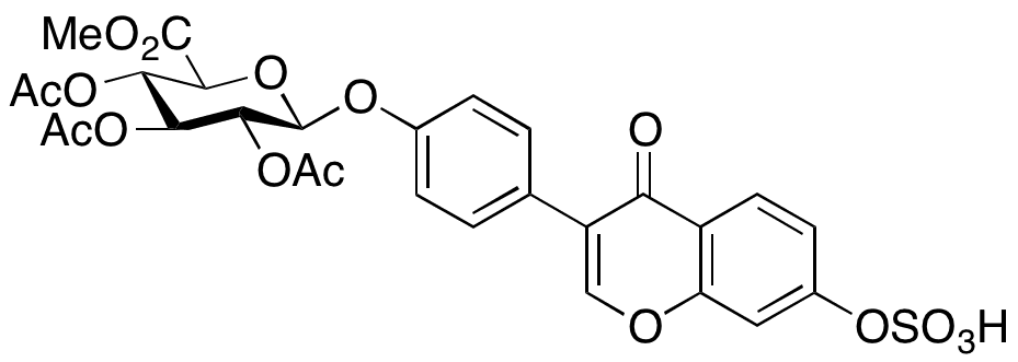 Daidzein 7-Sulfate-4â€™-[2,3,4-Tri-O-acetyl-beta-D-glucuronide Methyl Ester] - Chemical structure and product image