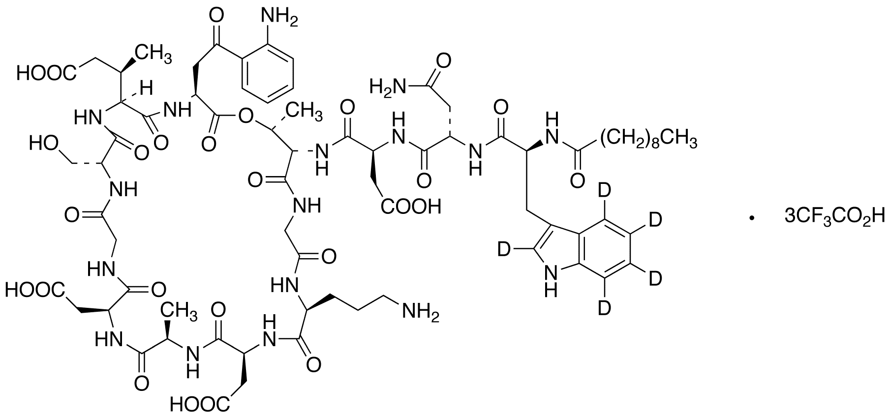 Daptomycin-d5 Trifluoroacetic Acid Salt, Technical Grade(d5 major; contains D0) - Chemical structure and product image