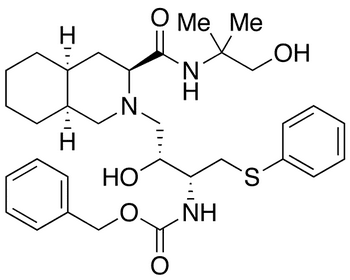 (3S,4aS,8aS)-Decahydro-N-(2-hydroxy-1,1-dimethylethyl)-2-[(2R,3R)-2-hydroxy-3-carbobenzyloxyamino-4-phenylthiobutyl]-3-isoquinolinecarboxamide - Chemical structure and product image