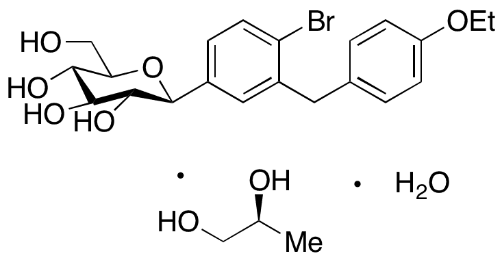 4-Dechloro-4-bromo Dapagliflozin (S)-(+)-1,2-Propanediol Monohydrate - Chemical structure and product image