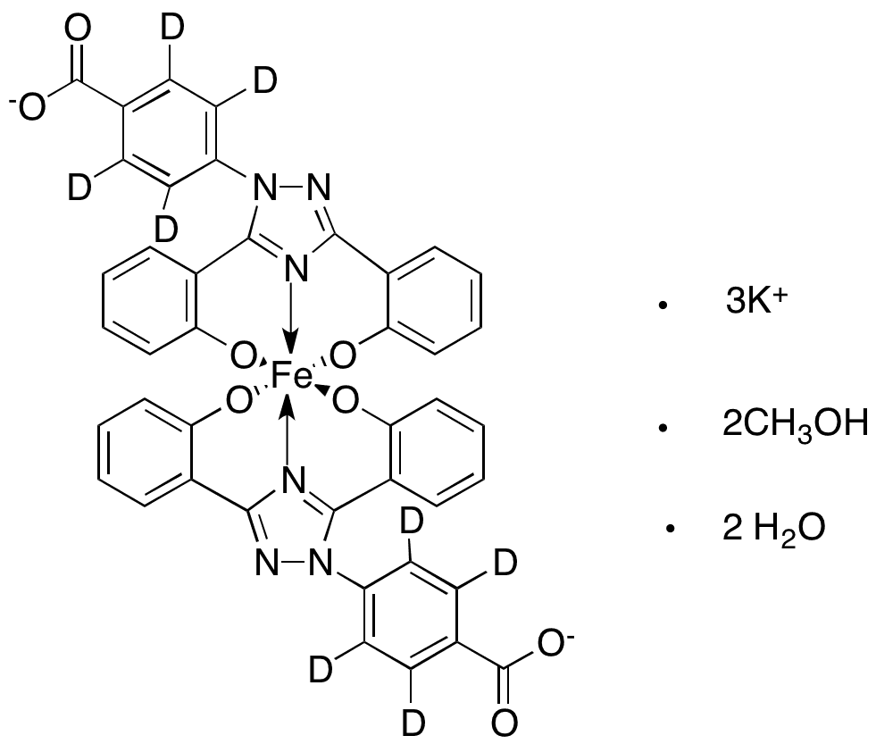 Deferasirox-D8 Ferrate(III) Tripotassium Complex Methanoate Hydrate - Chemical structure and product image