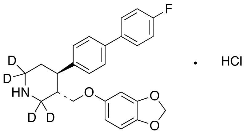 rac-trans-4-Defluoro-4-(4-fluorophenyl) Paroxetine-d4 Hydrochloride - Chemical structure and product image