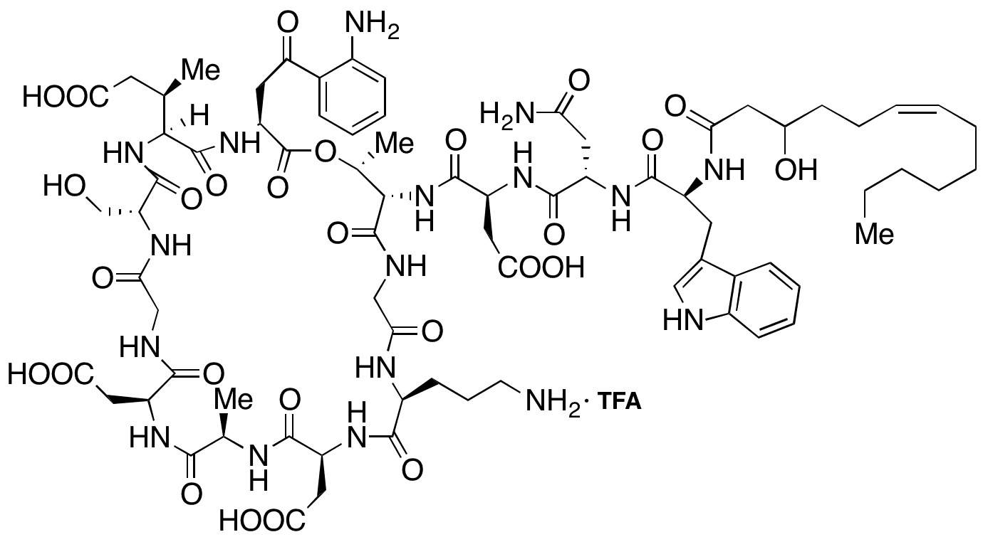 N-Desdecanoyl, N-(3-Hydroxy-6-en-dodecanoyl) Daptomycin Trifluoroacetic Acid Salt - Chemical structure and product image