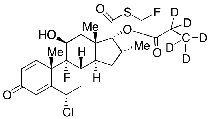 17-Dehydroxo(propionaldehyde-d5)-20-desmethoxy-S-fluoromethyl Flumethasone - Chemical structure and product image