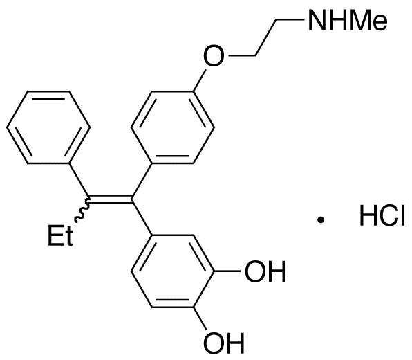 N-Demethyl-3,4-dihydroxytamoxifen Hydrochloride (Z,E mixture) - Chemical structure and product image