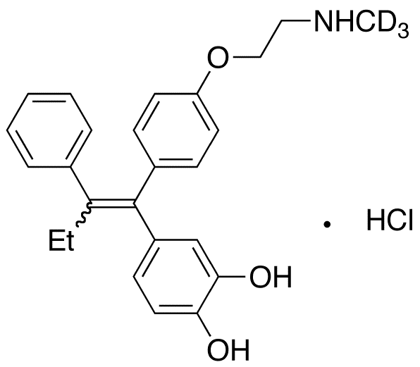 N-Demethyl-3,4-dihydroxytamoxifen-d3 Hydrochloride (Z,E mixture) - Chemical structure and product image